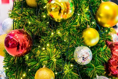 Close up of Christmas tree decorations Foto stock