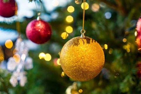 Close up of Christmas tree decorations Stock Photos