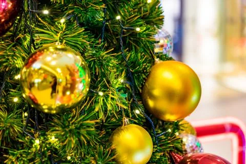 Close up of Christmas tree decorations Stock Photos