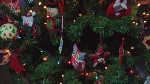 Close up a Christmas tree lights glittering at night. Stock Footage 143732900