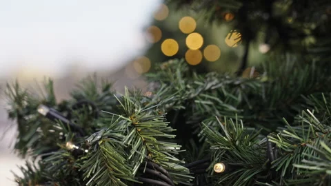 Close-up of a Christmas tree with lights at a harbour. Version 1 Vidéo 293070003