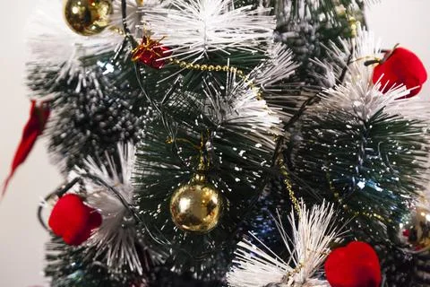 Close-up on the Christmas tree with neutral background. Brazilian Christmas.  Photos