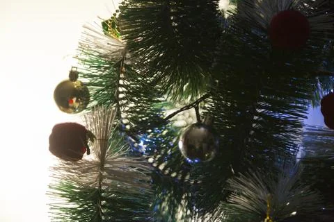 Close-up on the Christmas tree with neutral background. Brazilian Christmas.  Stock Photos