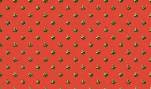 Close-up of christmas tree ornaments on red background Stock Illustration