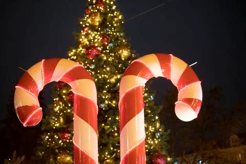 A close up of a christmas tree Foto stock