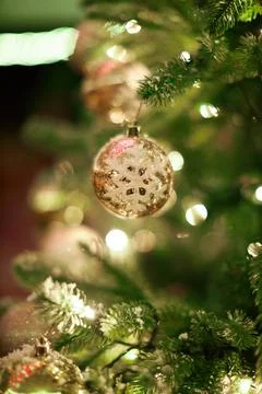 A close up of a christmas tree Foto stock