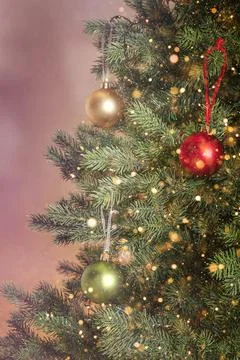 Close-up of Christmas tree. Stock Photos