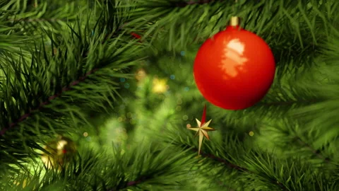 Close Up Christmas Tree With Star Video stock 166473934
