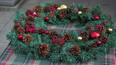Close up of Christmas wreath Stock Footage 264605194