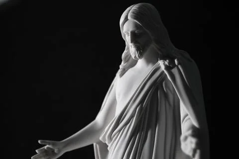 Close Up of Christus Statue With Dramatic Lighting Foto stock