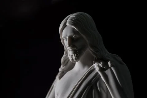 Close Up of Christus Statue With Dramatic Lighting Foto stock