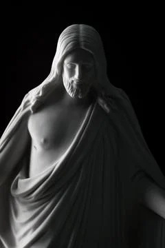 Close Up of Christus Statue With Dramatic Lighting Foto stock