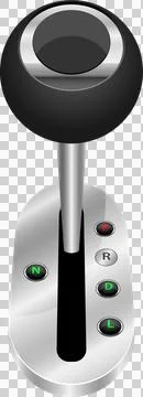 Close up of a chrome car gear shift, showing park, reverse, neutral, drive .. Stock Illustration