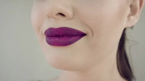 Close-up chubby female lips. Stock Footage 86618605