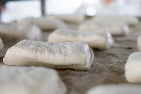 Close-up of Ciabatta Bread Rolls Raw Foto stock