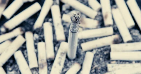 Close up of Cigarette ash. World No Tobacco Day. Stock Footage 129558035