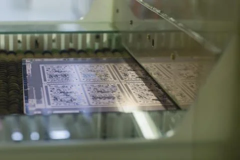 Close-up of circuit board in industry, Hanover, Lower Saxony, Germany Stock Photos