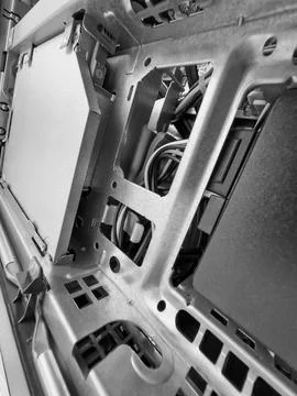 Close up of circuit board with microchips and other computer parts. Slot fo.. Stock Photos