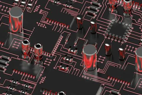 Close up of circuit board Foto stock
