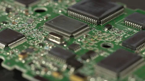 Close up of a circuit board rotating Stock Footage 201612180