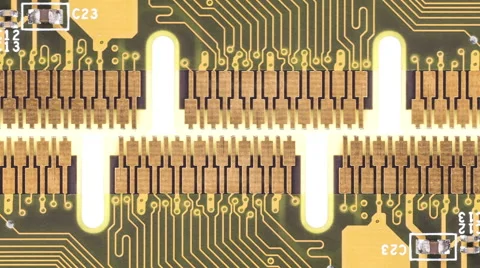 Close up of circuit boards moving by each other on white Stock Footage 47556490