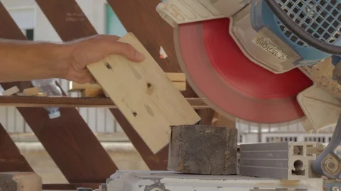 Close-up of Circul Saw Cutting a Piece of Wood Video stock 89771239