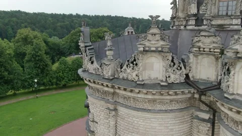 Close circular drone flight around Znamenskaya Church Video stock 327812719