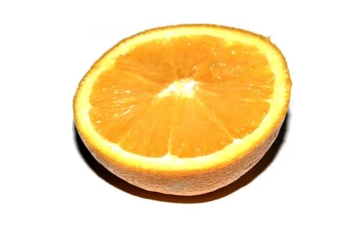 Close Up of Cirtus Fruit Orange Slice Cut on a White Background Isolated Stock Photos