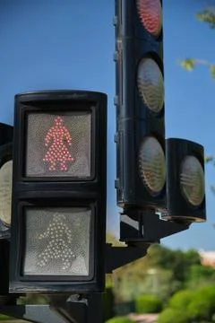 Close-up of city work traffic lights Stock Photos