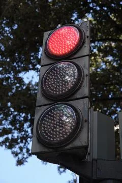 Close-up of city work traffic lights Stock Photos