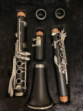 Close-up of a clarinet stored in its case Foto stock