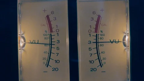 Close-up of classic analog volume indicator working Stock Footage 100345362