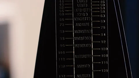 Close Up of Classic Mechanical Metronome in Motion Stock-Footage 341416866