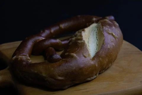 Close up classic soft pretzel Stock Photos