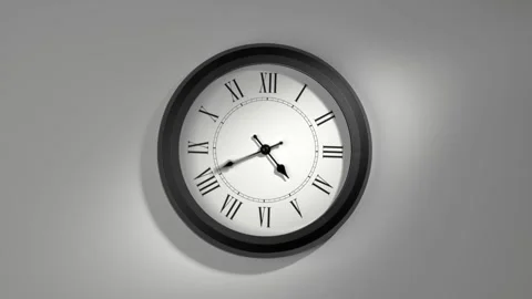 Close-Up of Classic Wall Clock with Roman Numerals Time Lapse Animation Stockbeeldmateriaal 332813765