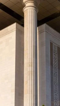 Close-Up of Classical Column on Modern Building Stock Photos