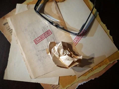 Close up of classified document papers Stock Photos