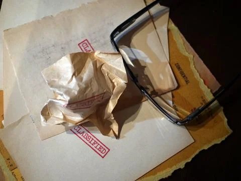 Close up of classified document papers Stock Photos