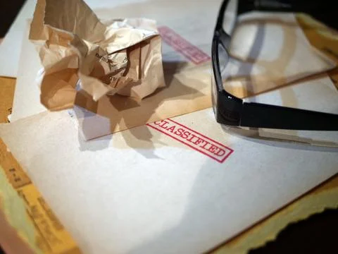 Close up of classified document papers Stock Photos
