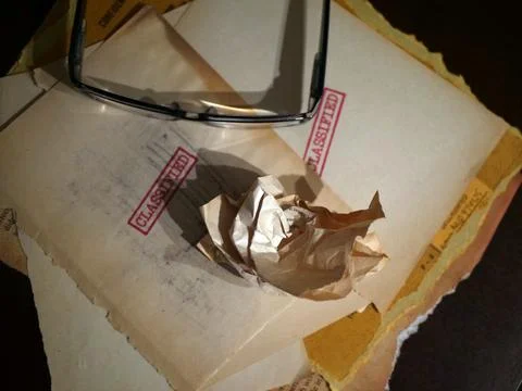 Close up of classified document papers Stock Photos