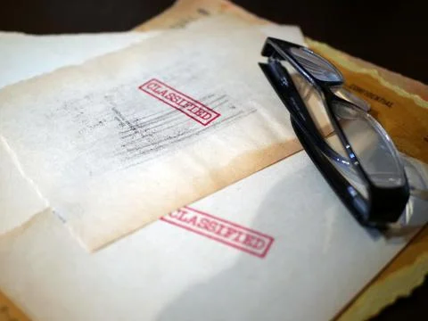Close up of classified document papers Stock Photos