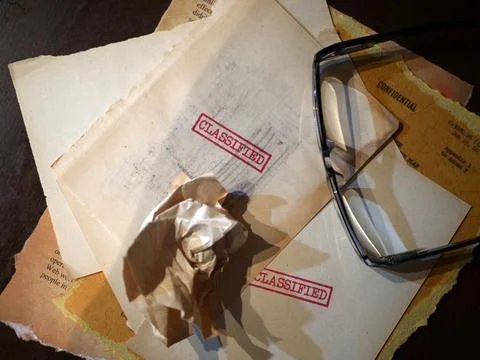 Close up of classified document papers Stock Photos