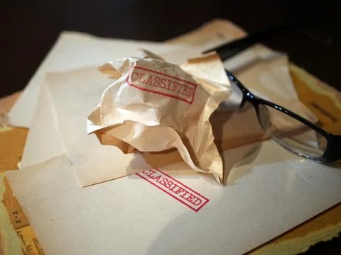 Close up of classified document papers Stock Photos