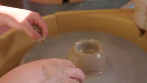 Close up of clay pot being made Stockbeeldmateriaal 84479035