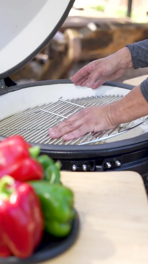 Close-up of a Clean Ceramic Grill, Summer Preparation, Removing the Grate Vídeos de archivo 300603229