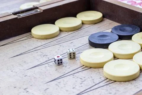 Close-up clean shoot of dice of backgammon under open light Stock Photos