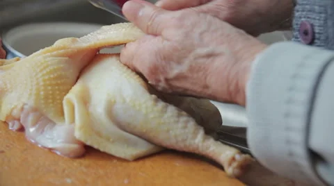 Close up of cleaning chiken meat Stock Footage 61126180