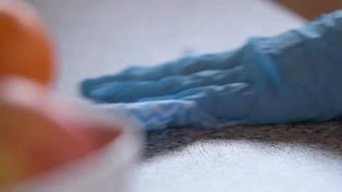 Close on Cleaning Counters Slow Motion Stock Footage 129505978