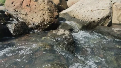 Close up of a clear rocky mountain river Stock Footage 323041394