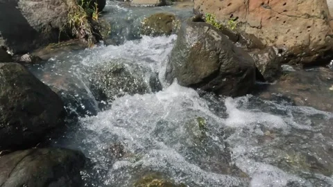 Close up of a clear rocky mountain river Stock Footage 323041396